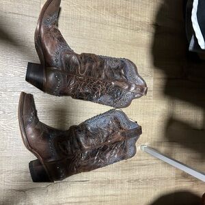 Corrall Brown Leather Cowboy Boots